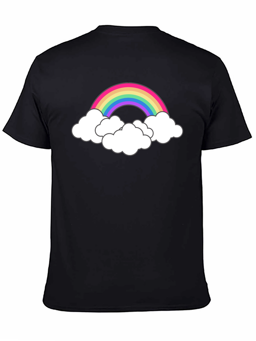 Rainbow Cloud Graphic Tee - Black Cotton T-Shirt