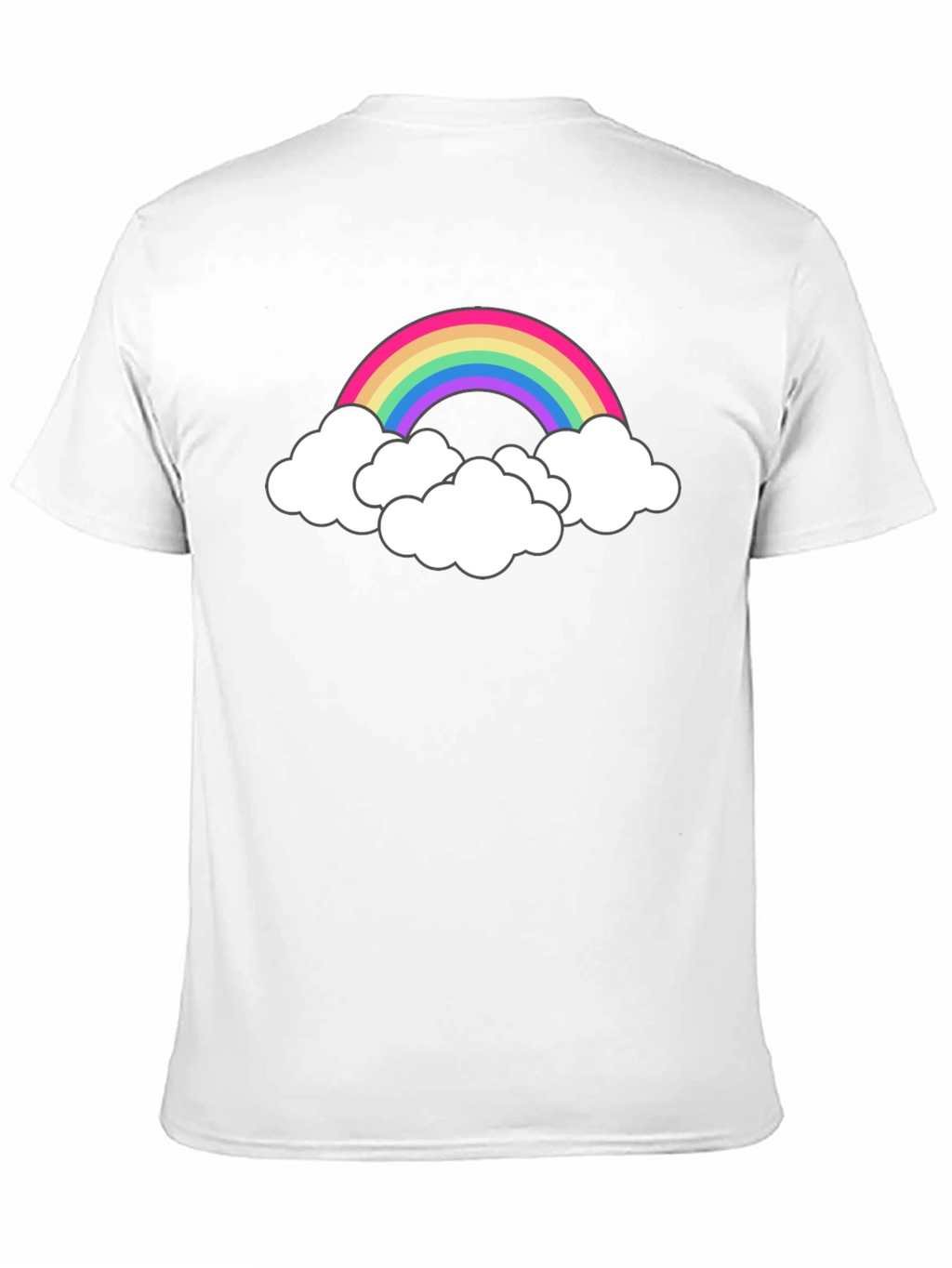 Rainbow Cloud Graphic Tee - Black Cotton T-Shirt