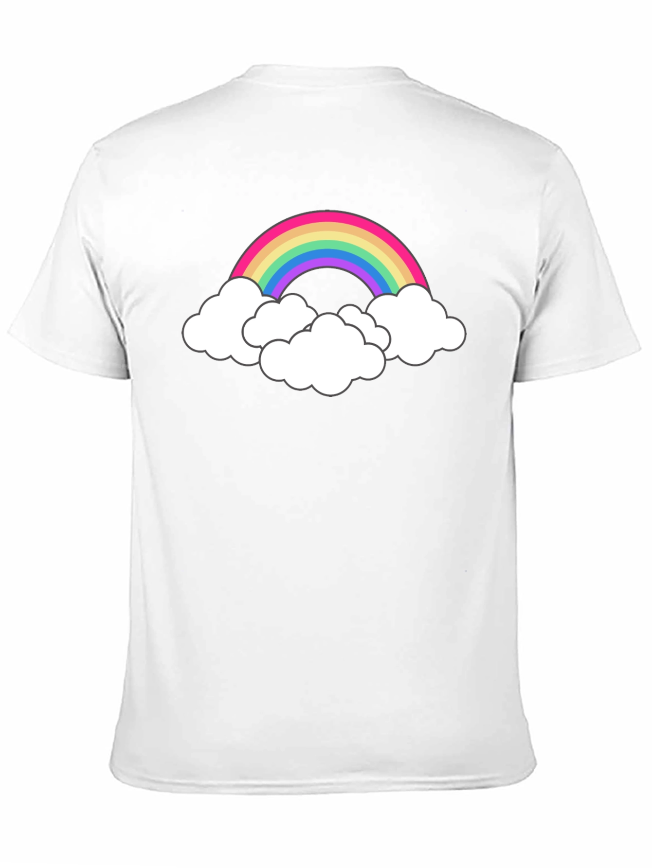 Rainbow Cloud Graphic Tee - Black Cotton T-Shirt