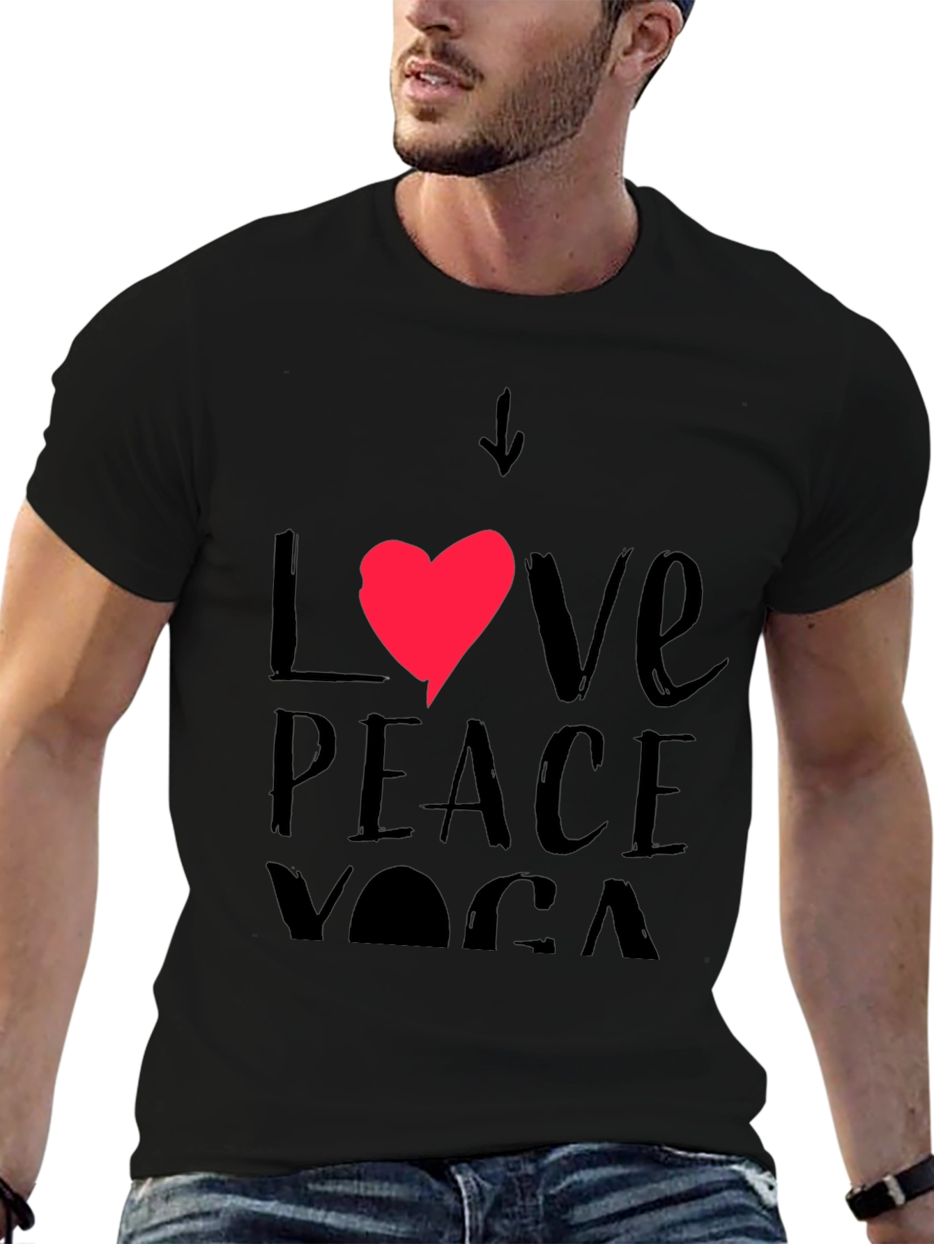 Love Peace Yoga Black T-Shirt