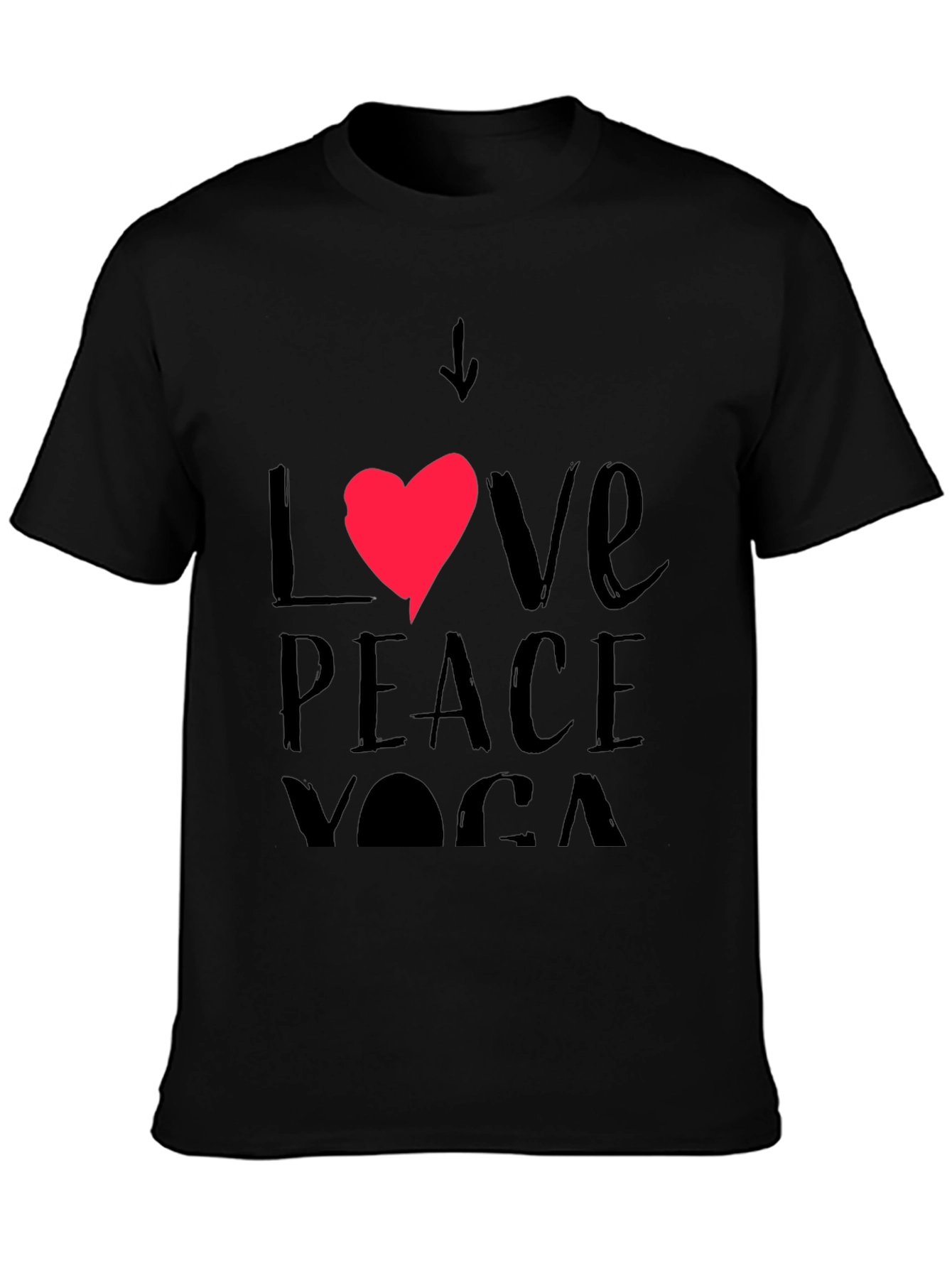 Love Peace Yoga Black T-Shirt
