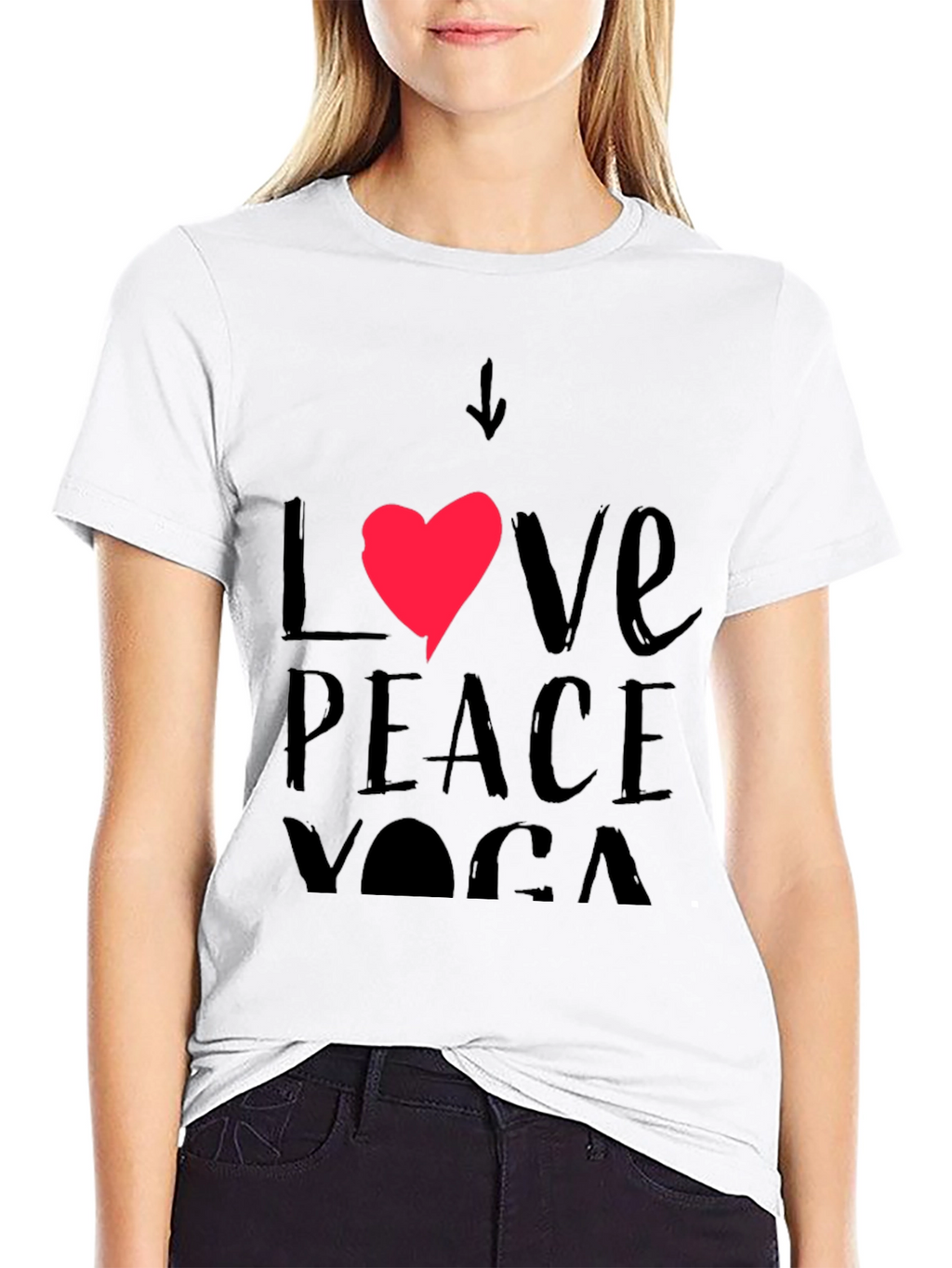 Love Peace Yoga Black T-Shirt