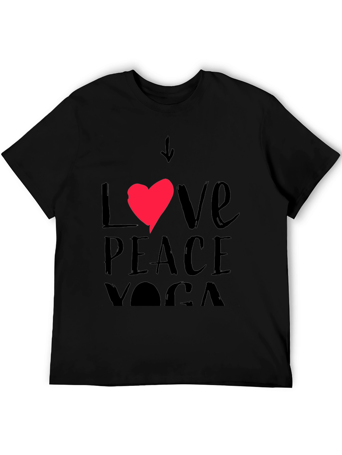 Love Peace Yoga Black T-Shirt