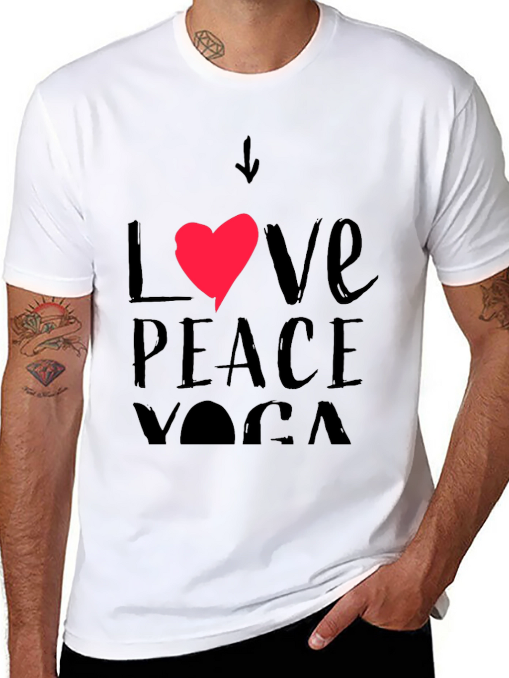 Love Peace Yoga Black T-Shirt