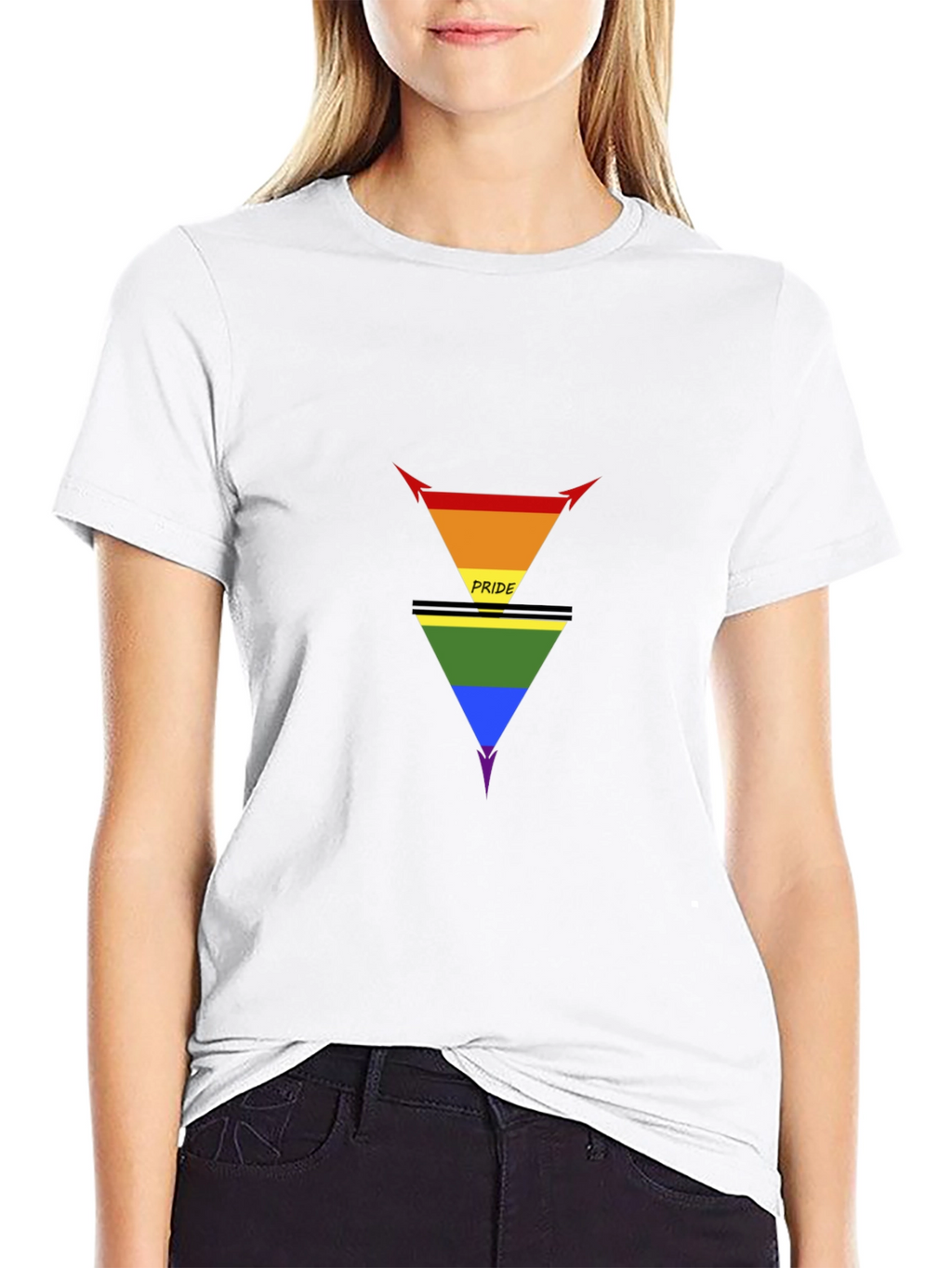 Pride Inverted Triangle Graphic Tee - Black