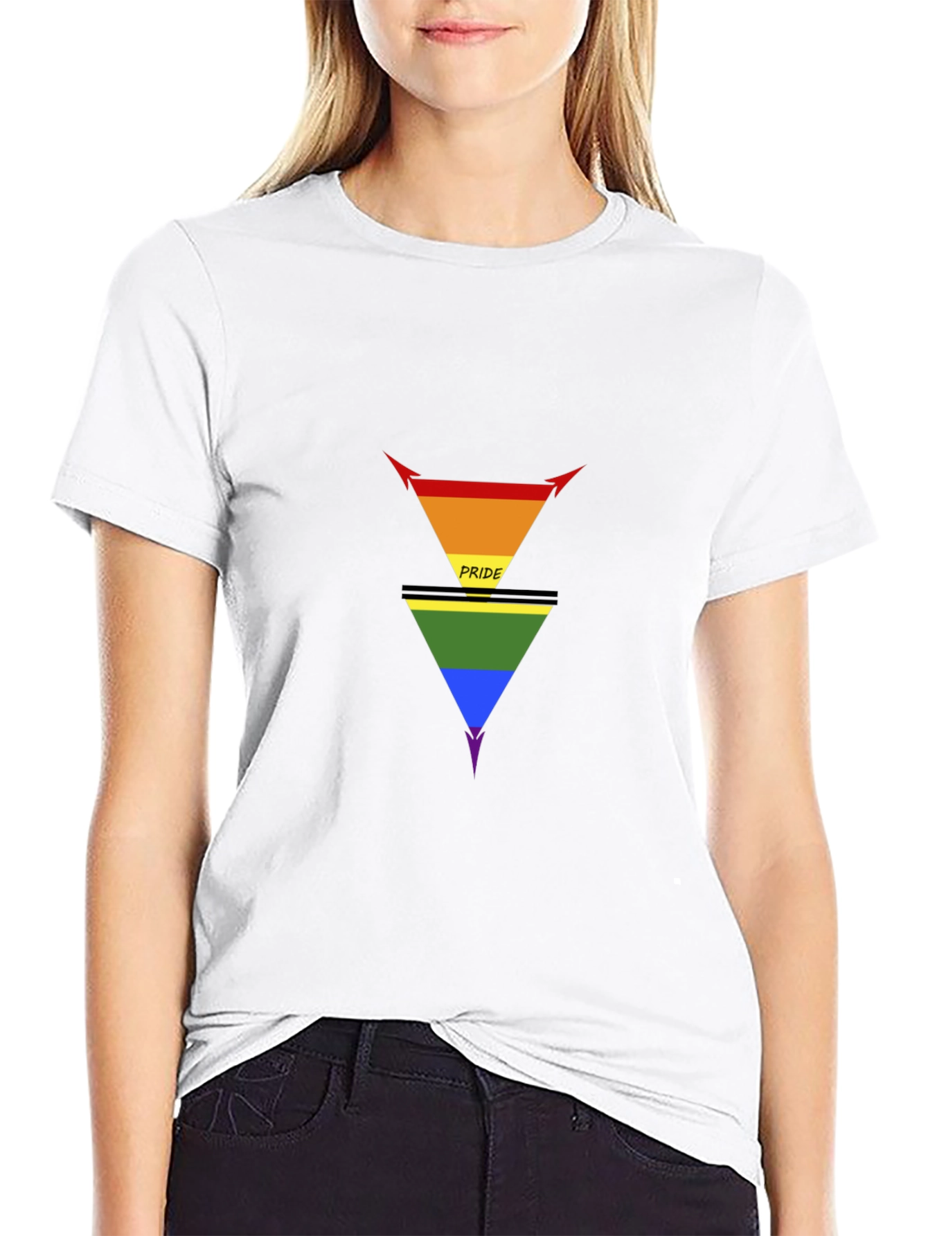 Pride Inverted Triangle Graphic Tee - Black