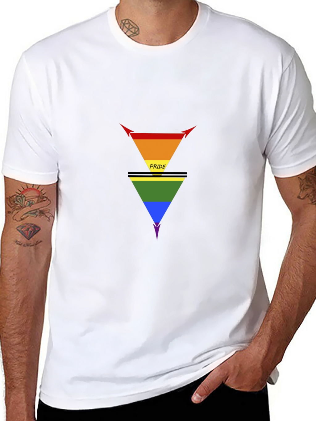 Pride Inverted Triangle Graphic Tee - Black
