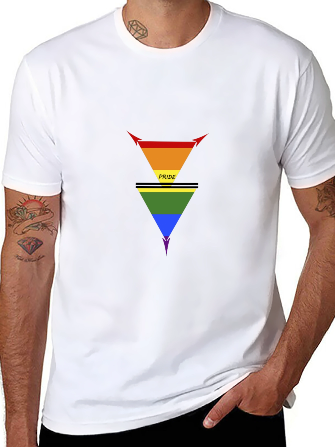 Pride Inverted Triangle Graphic Tee - Black