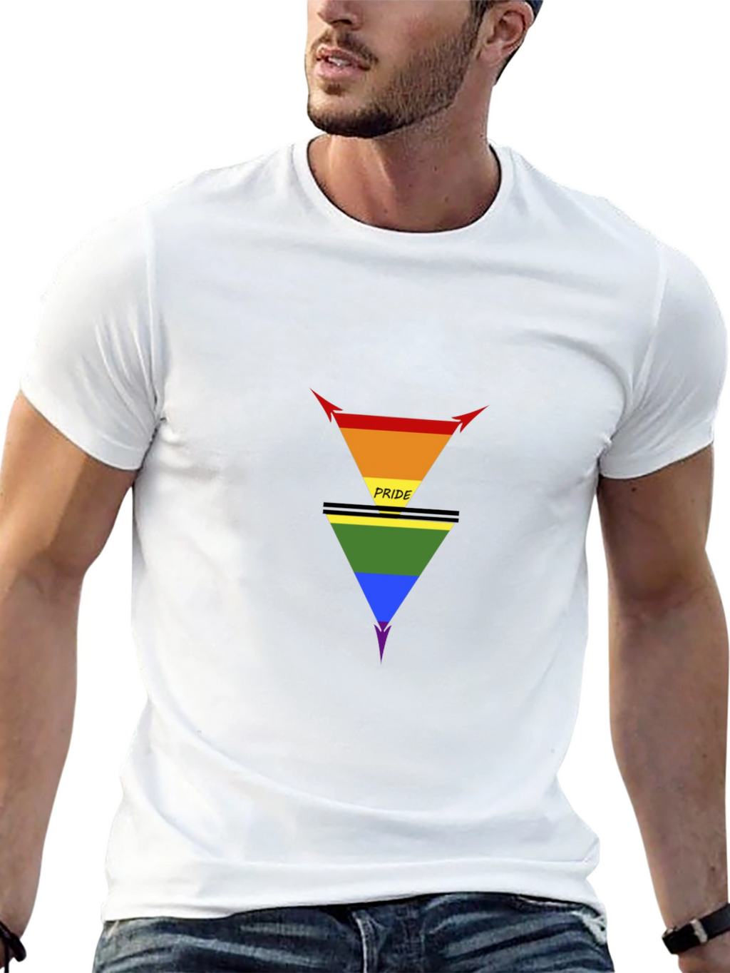 Pride Inverted Triangle Graphic Tee - Black