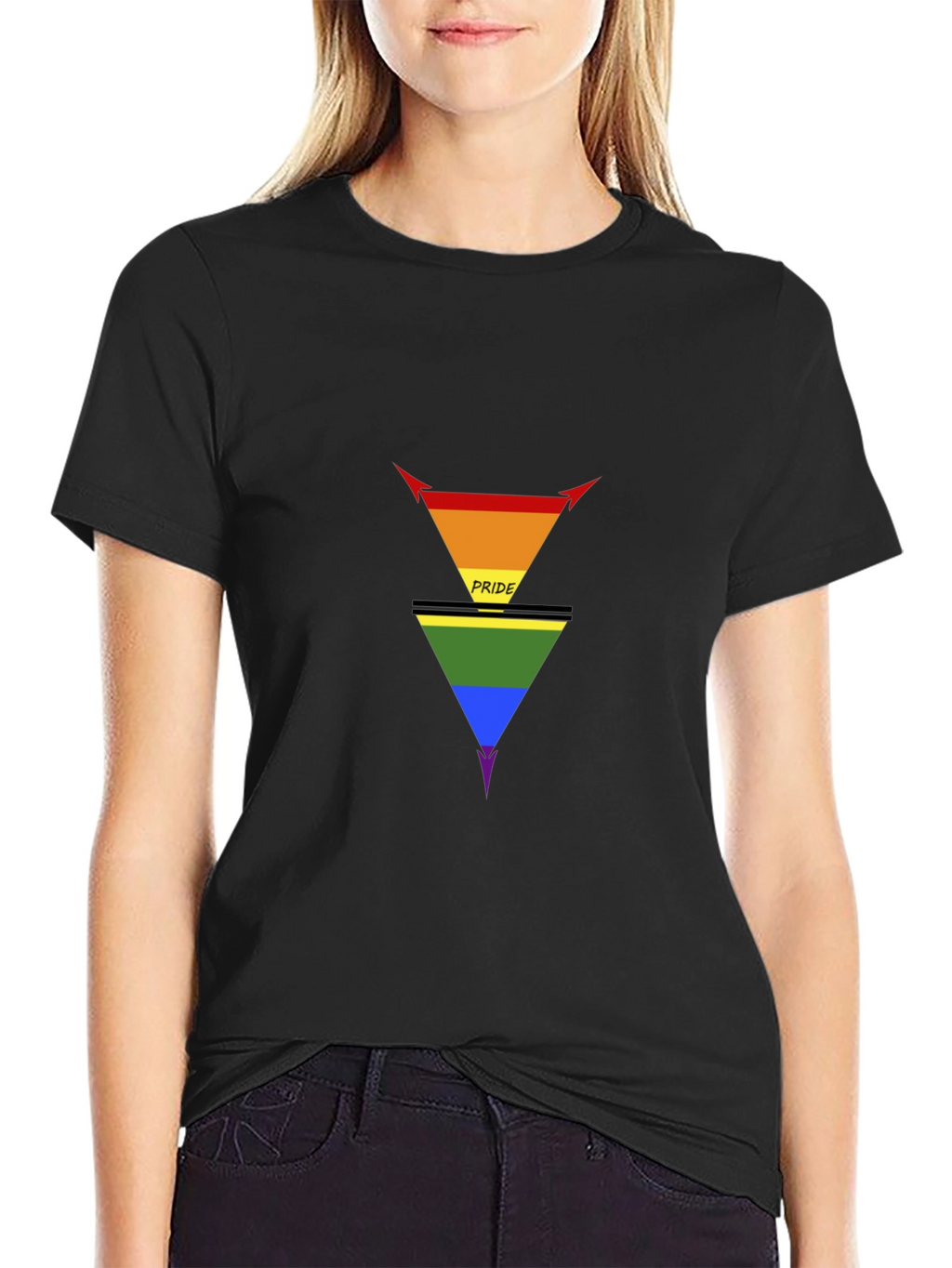 Pride Inverted Triangle Graphic Tee - Black