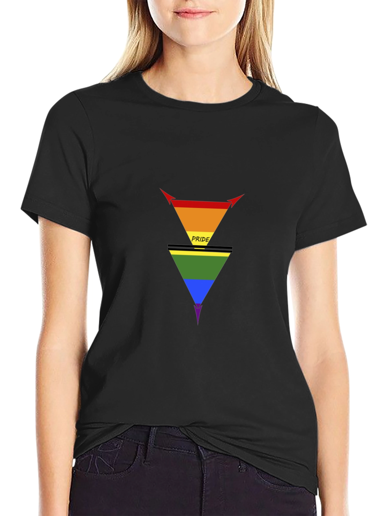 Pride Inverted Triangle Graphic Tee - Black