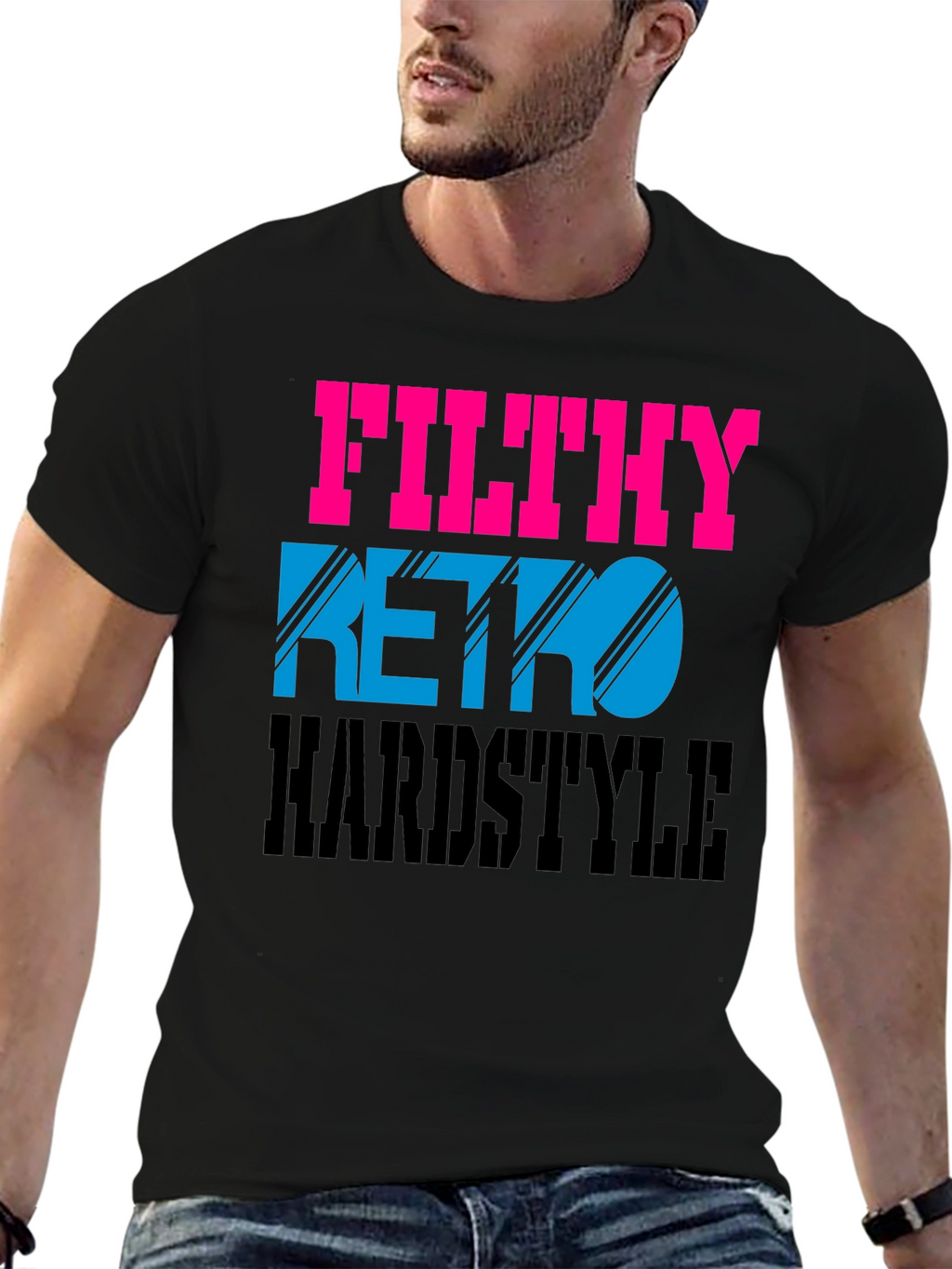 Filthy Retro Hardstyle Black Graphic Tee