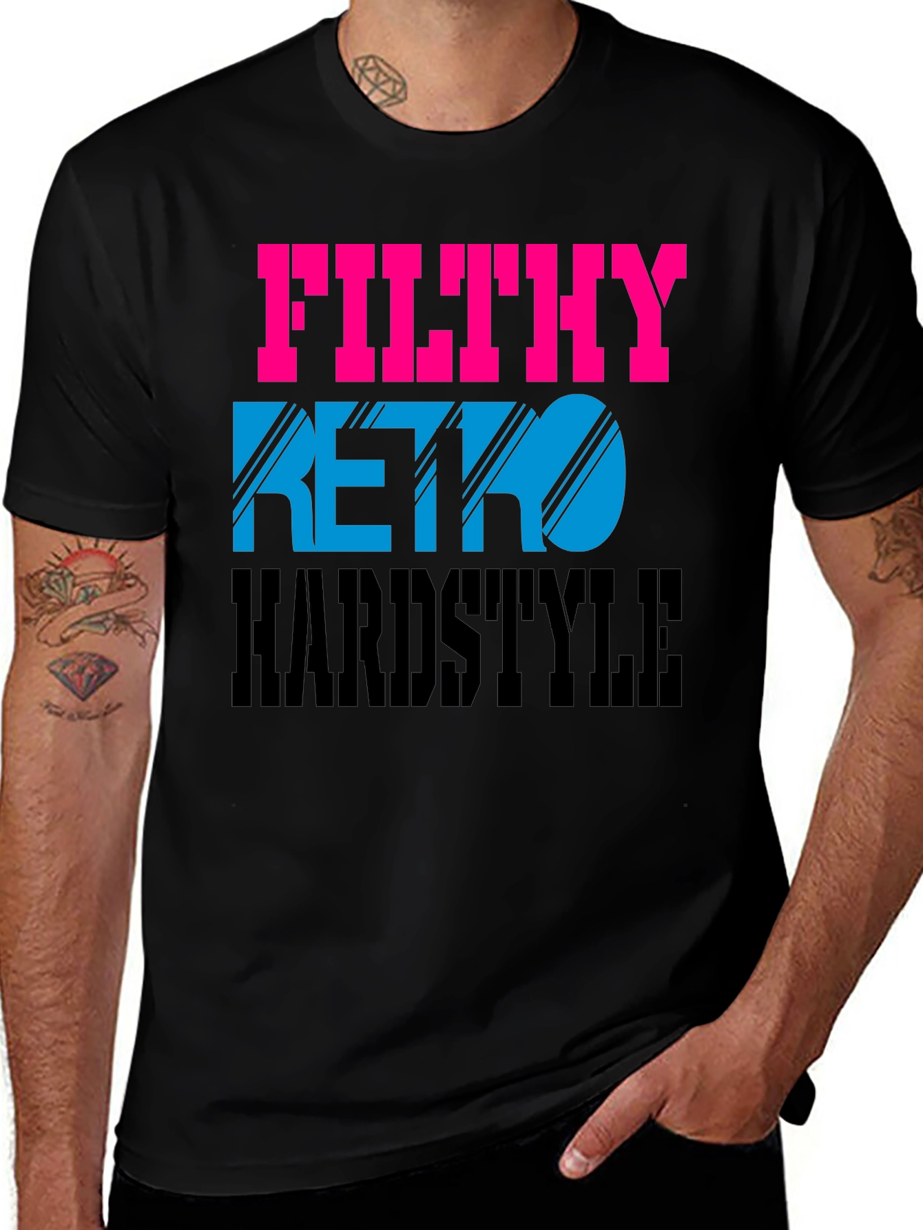 Filthy Retro Hardstyle Black Graphic Tee