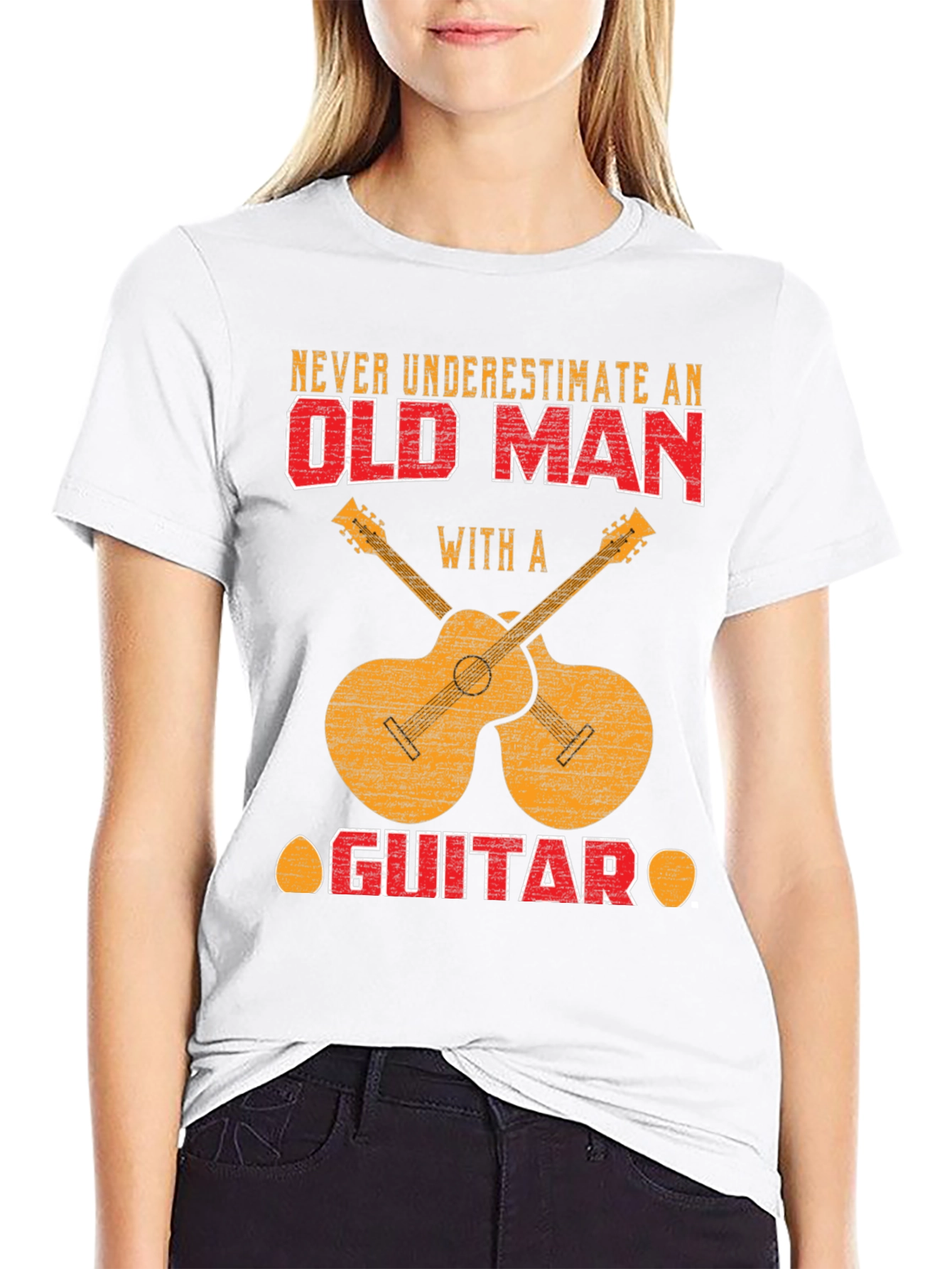 Old Man Guitar T-Shirt - Musician Novelty Tee