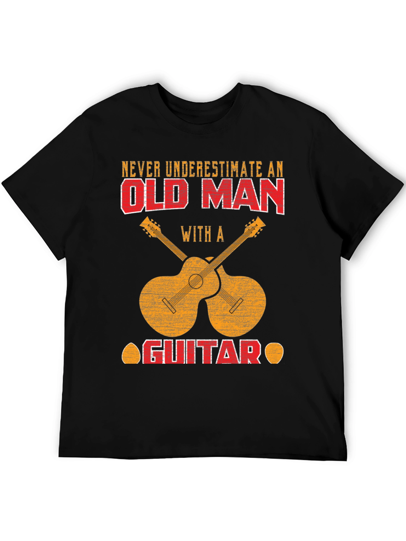 Old Man Guitar T-Shirt - Musician Novelty Tee