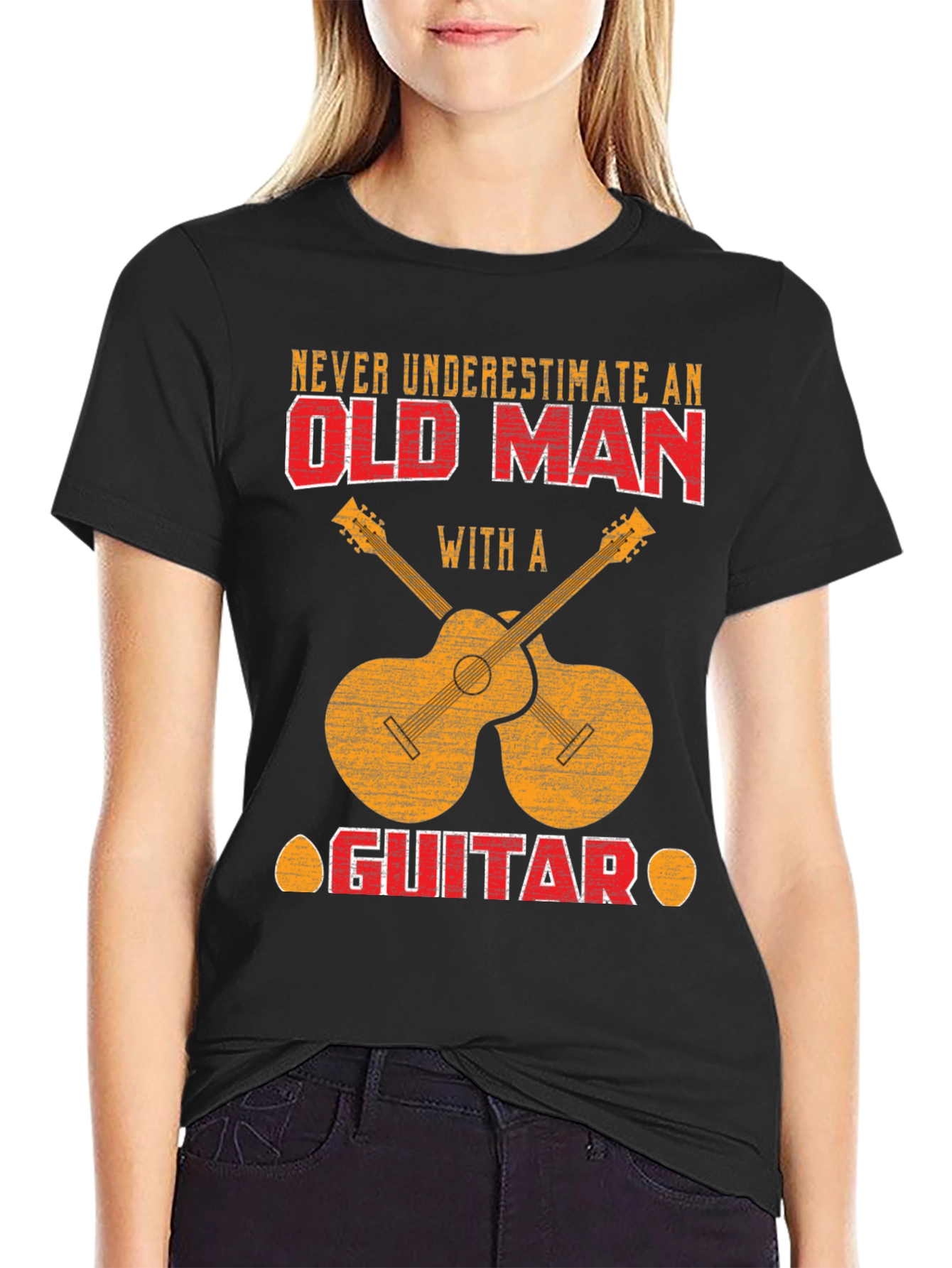Old Man Guitar T-Shirt - Musician Novelty Tee