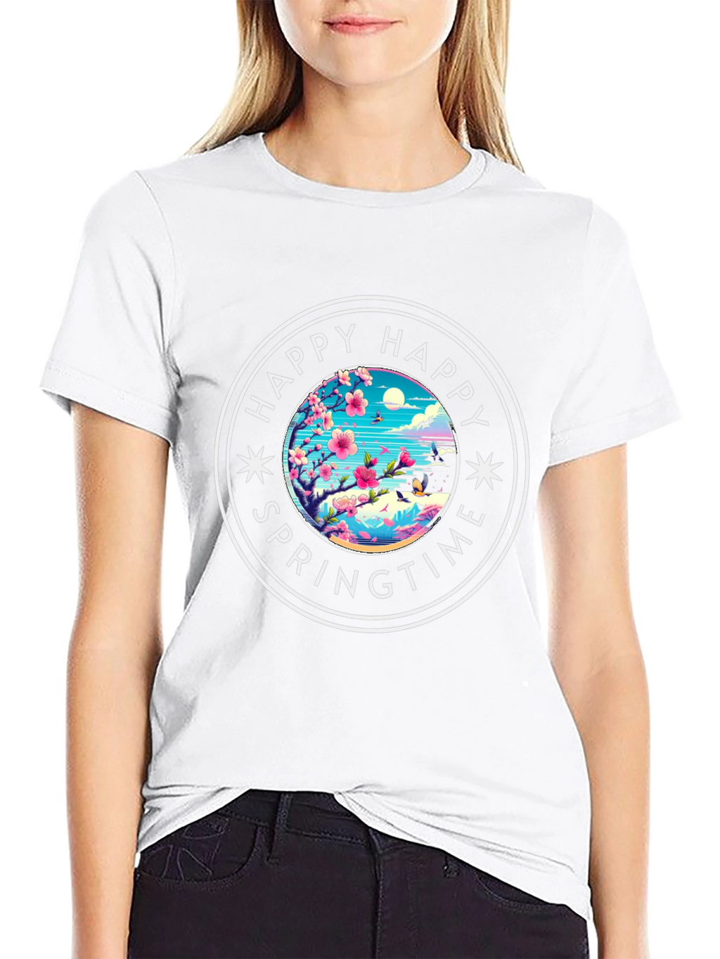 Happy Springtime Graphic Tee - Black