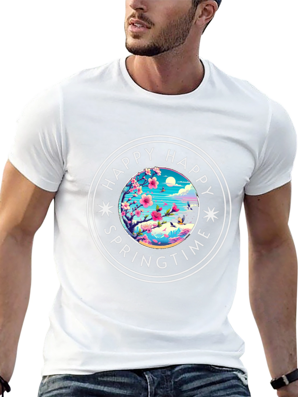 Happy Springtime Graphic Tee - Black