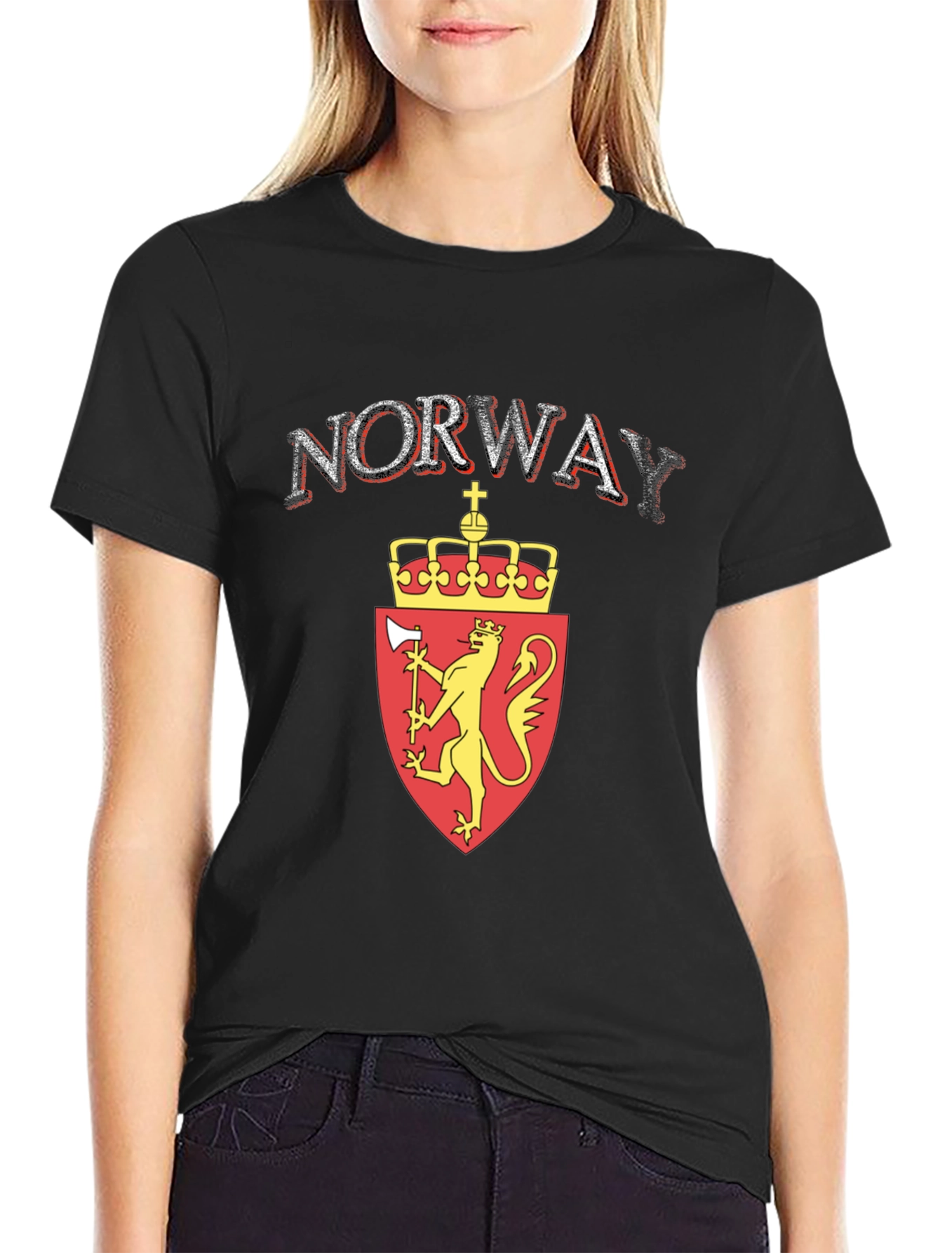 Norway Flag Lion T-Shirt - Black Graphic Tee