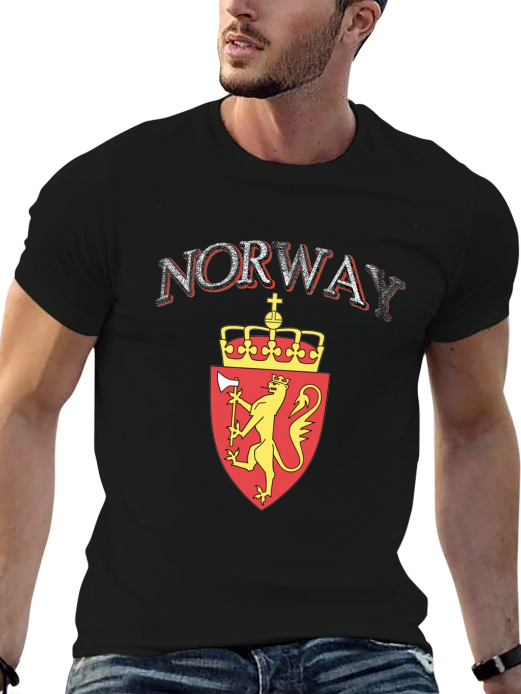 Norway Flag Lion T-Shirt - Black Graphic Tee