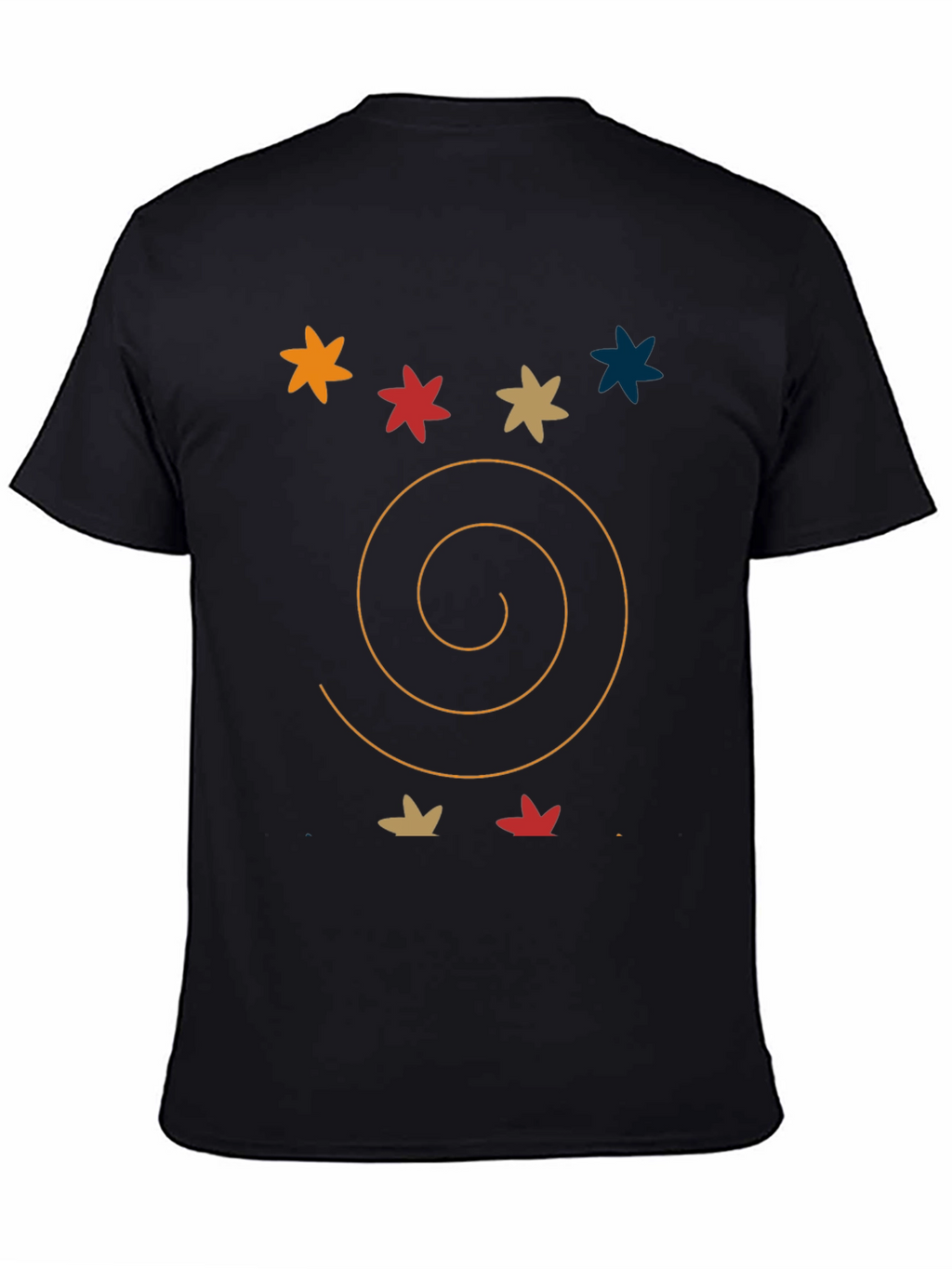 Abstract Graphic Tee: Star & Spiral Black T-Shirt