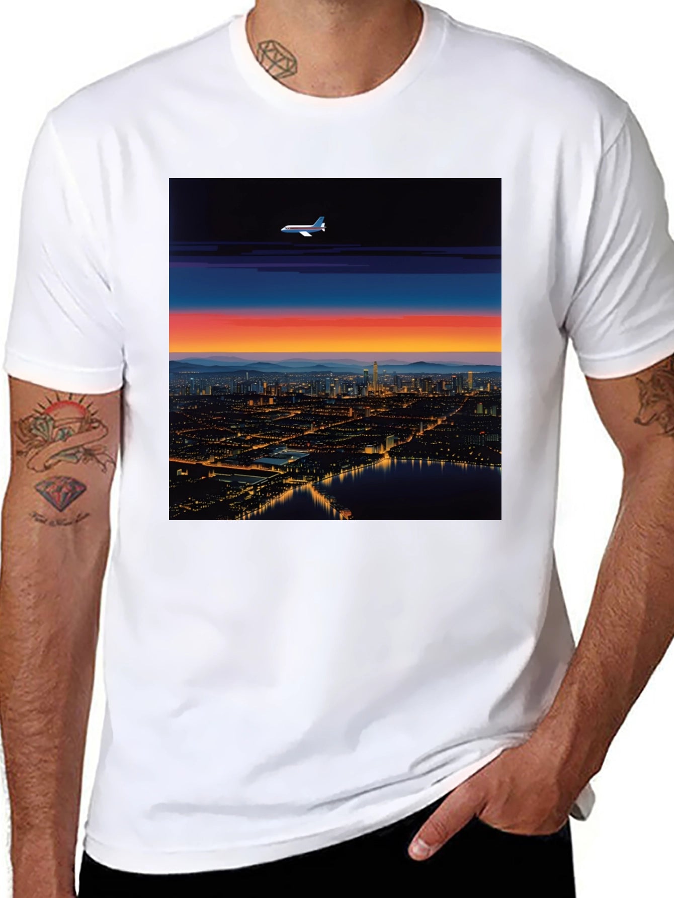 Sunset City Airplane T-Shirt