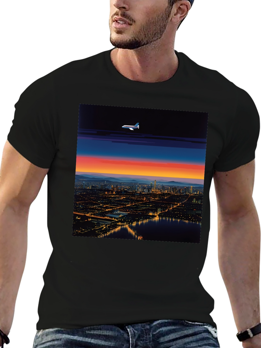 Sunset City Airplane T-Shirt