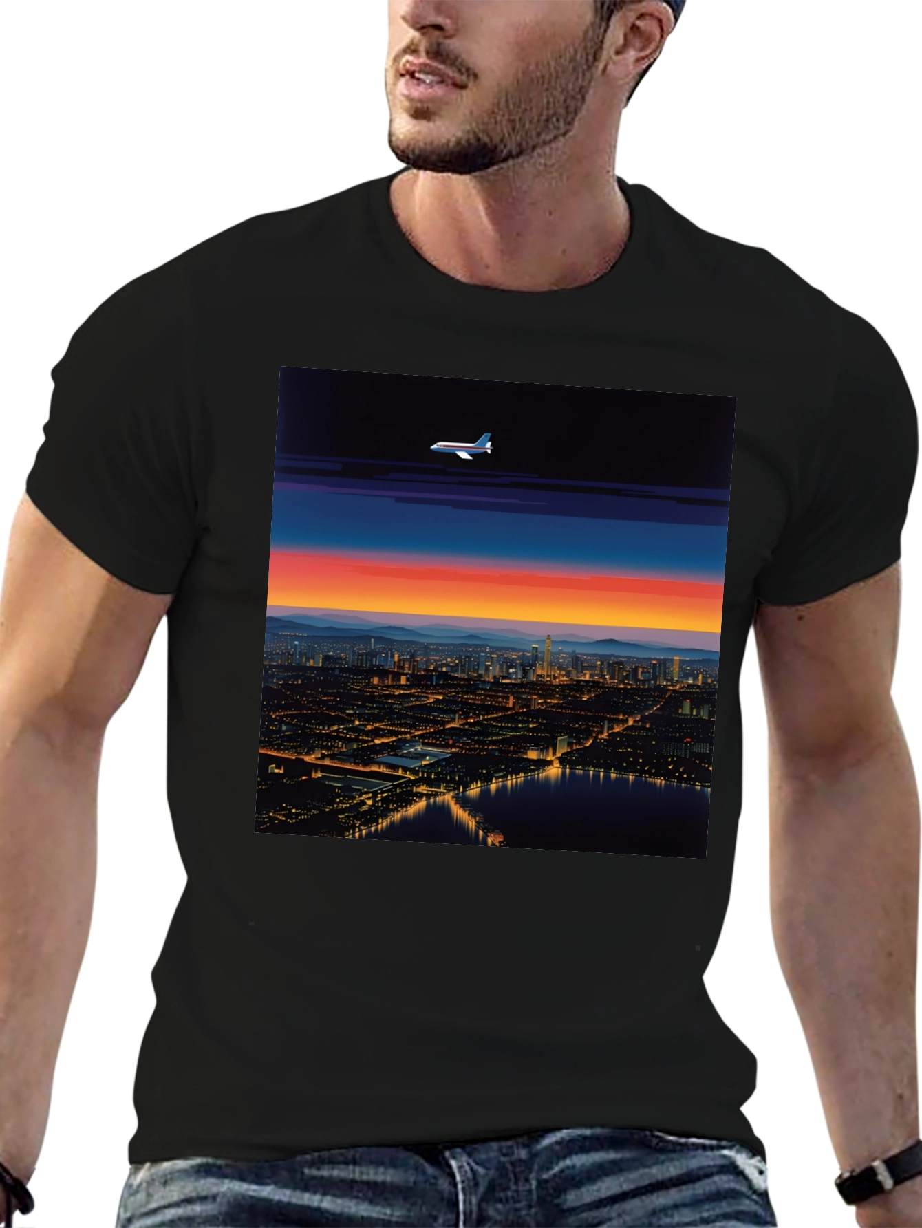 Sunset City Airplane T-Shirt
