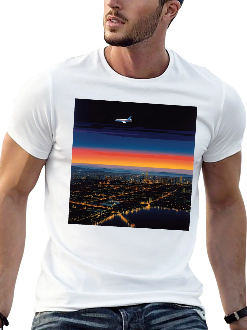 Sunset City Airplane T-Shirt