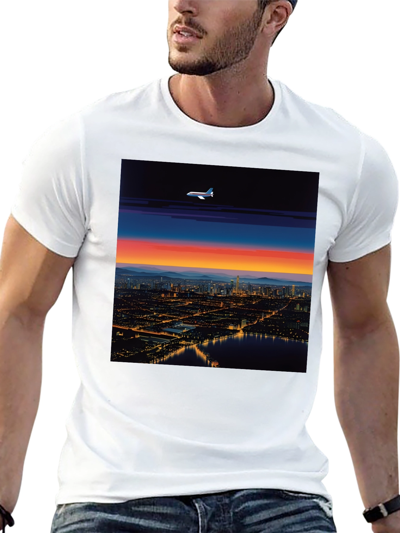 Sunset City Airplane T-Shirt