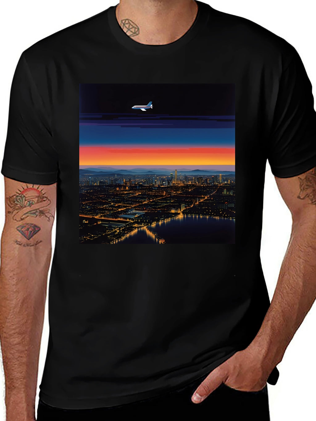 Sunset City Airplane T-Shirt