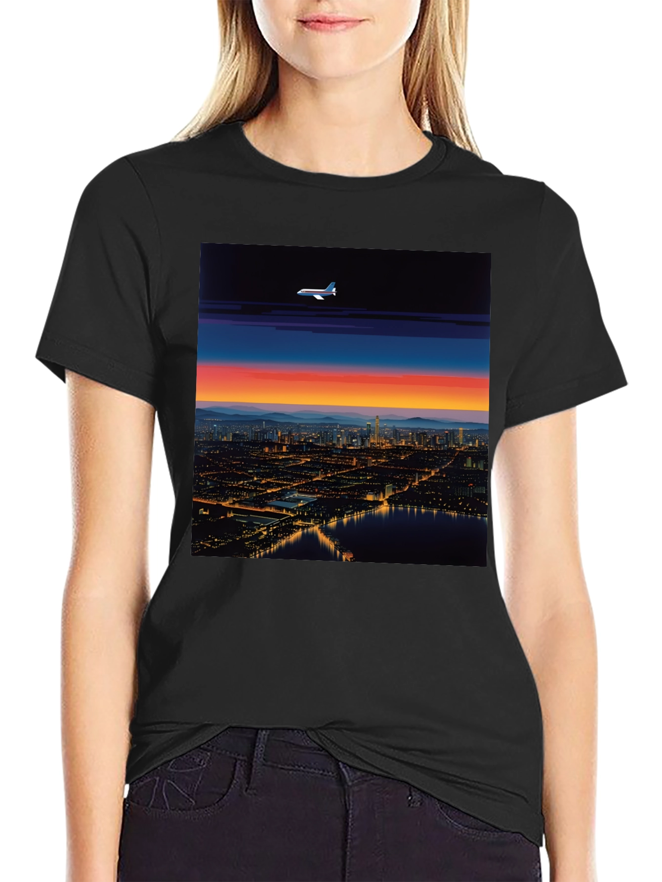 Sunset City Airplane T-Shirt