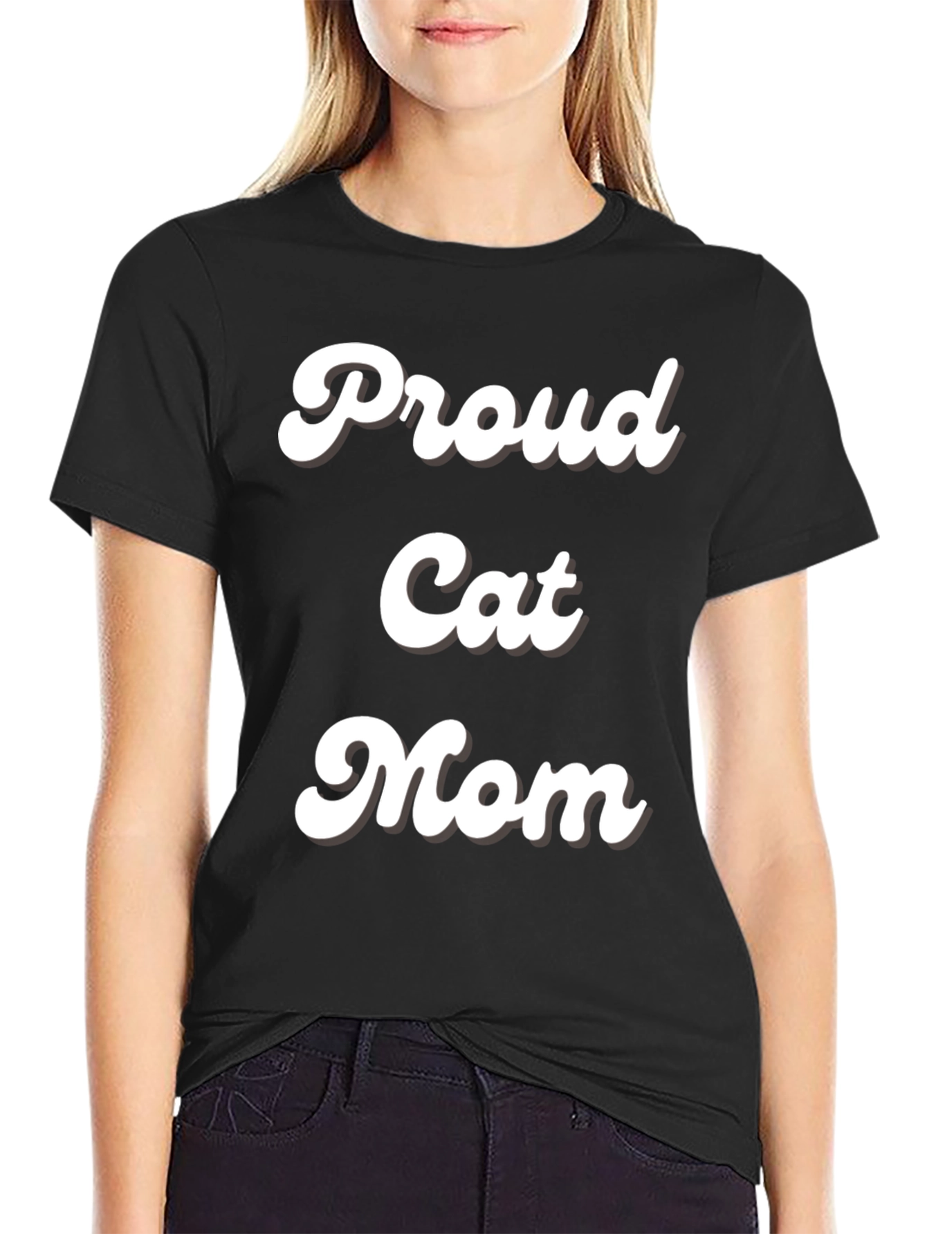 Proud Cat Mom T-Shirt - Black Casual