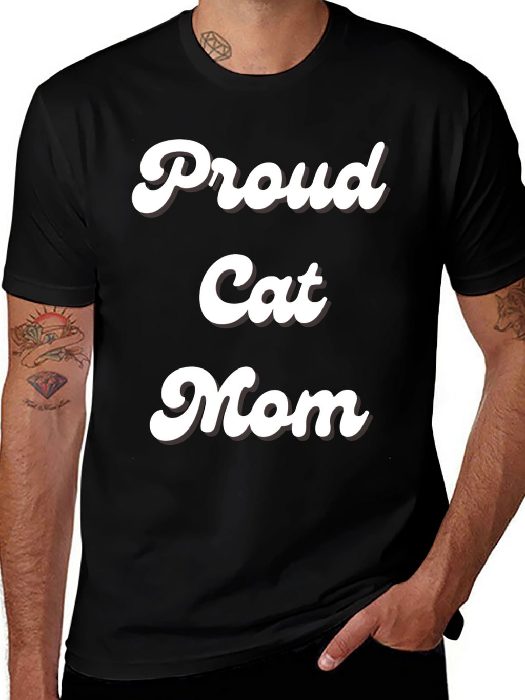 Proud Cat Mom T-Shirt - Black Casual