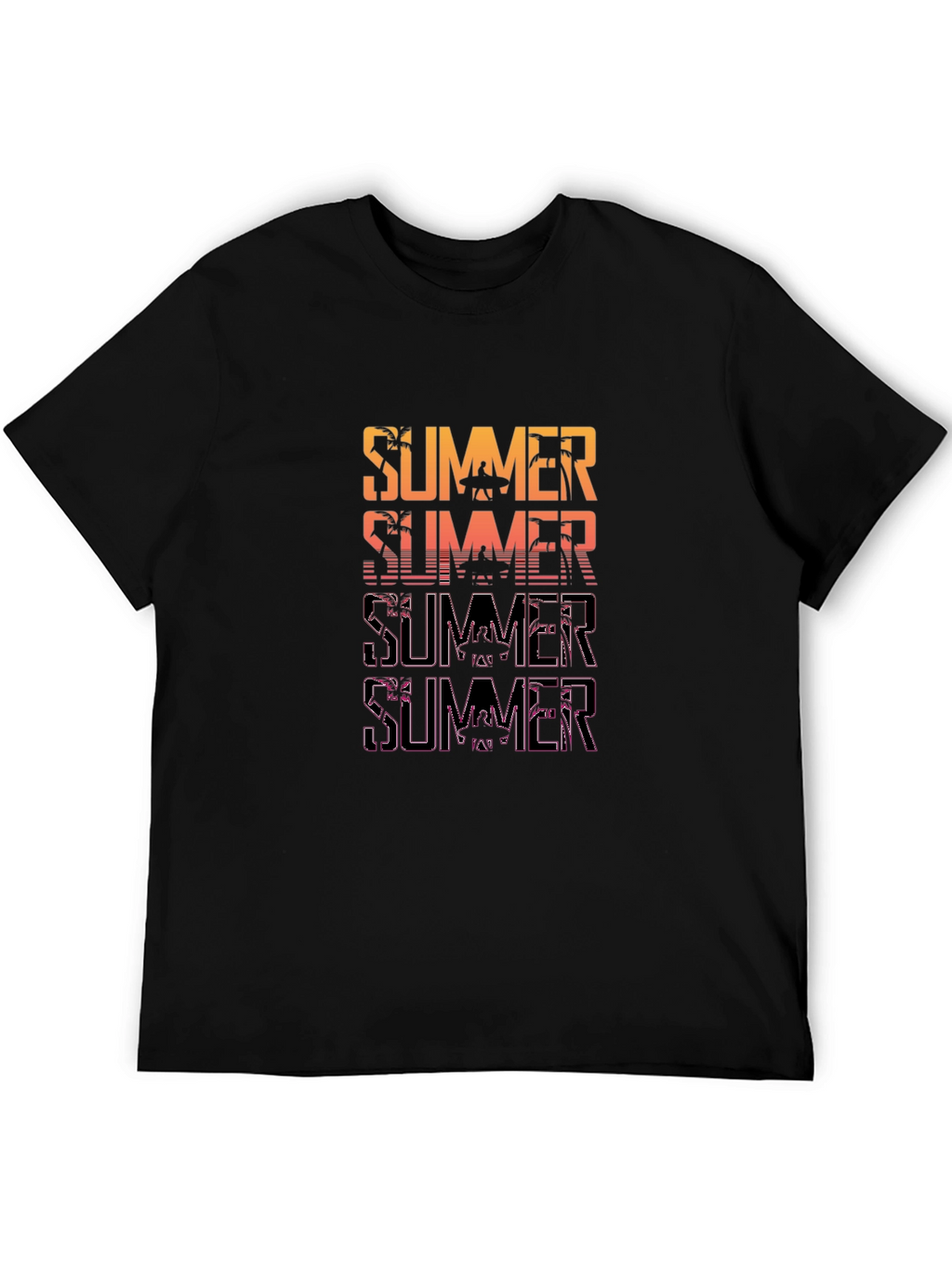 Summer Graphic Print Mens Black T-Shirt