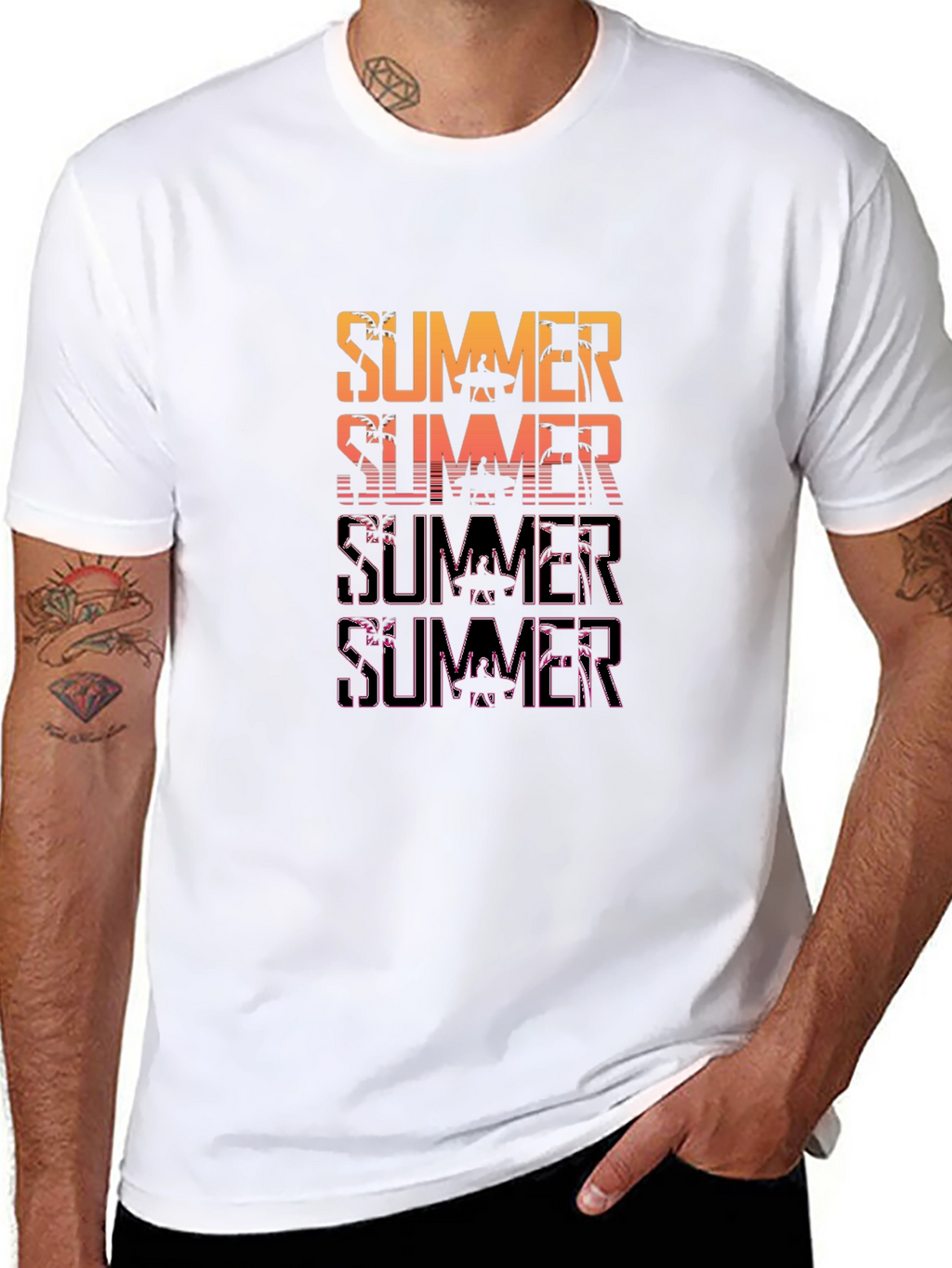 Summer Graphic Print Mens Black T-Shirt