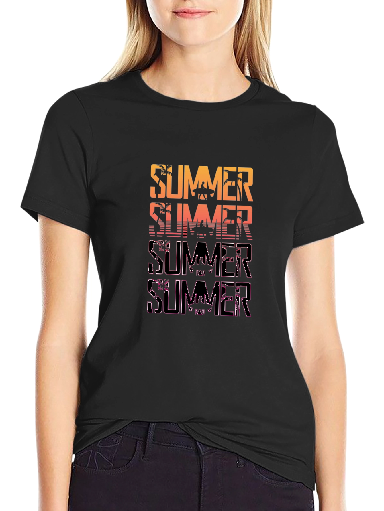 Summer Graphic Print Mens Black T-Shirt