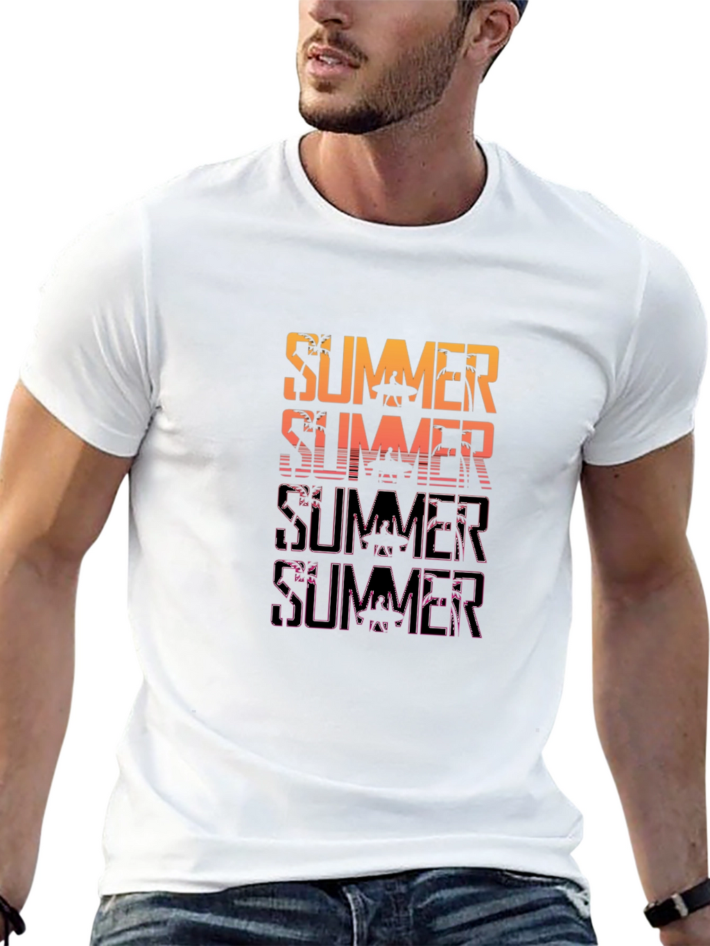 Summer Graphic Print Mens Black T-Shirt