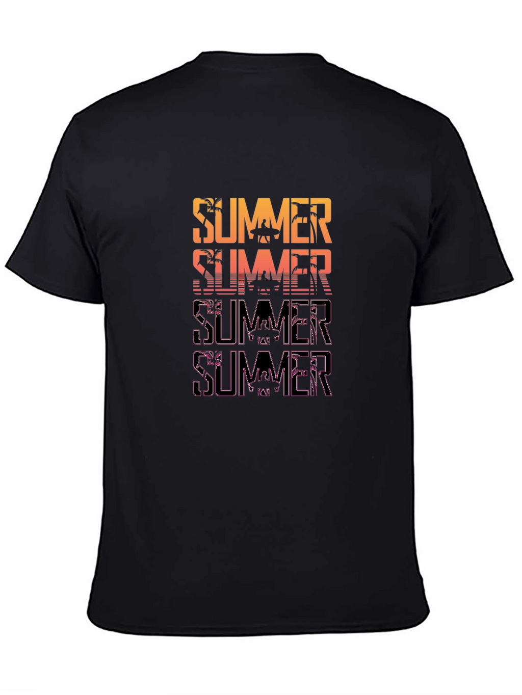 Summer Graphic Print Mens Black T-Shirt