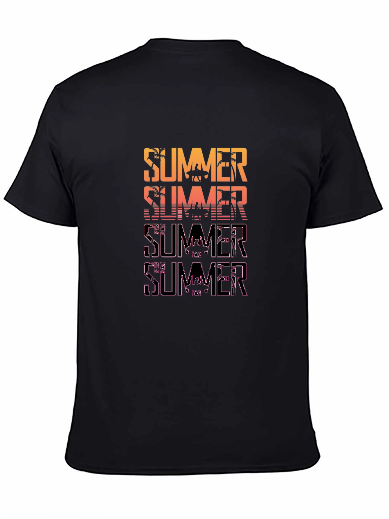 Summer Graphic Print Mens Black T-Shirt