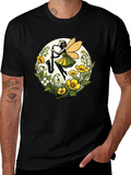 Fairy Sax Player Graphic Tee - Whimsical Black T-Shirt
