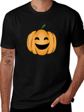 Smiling Pumpkin Halloween Black T-Shirt