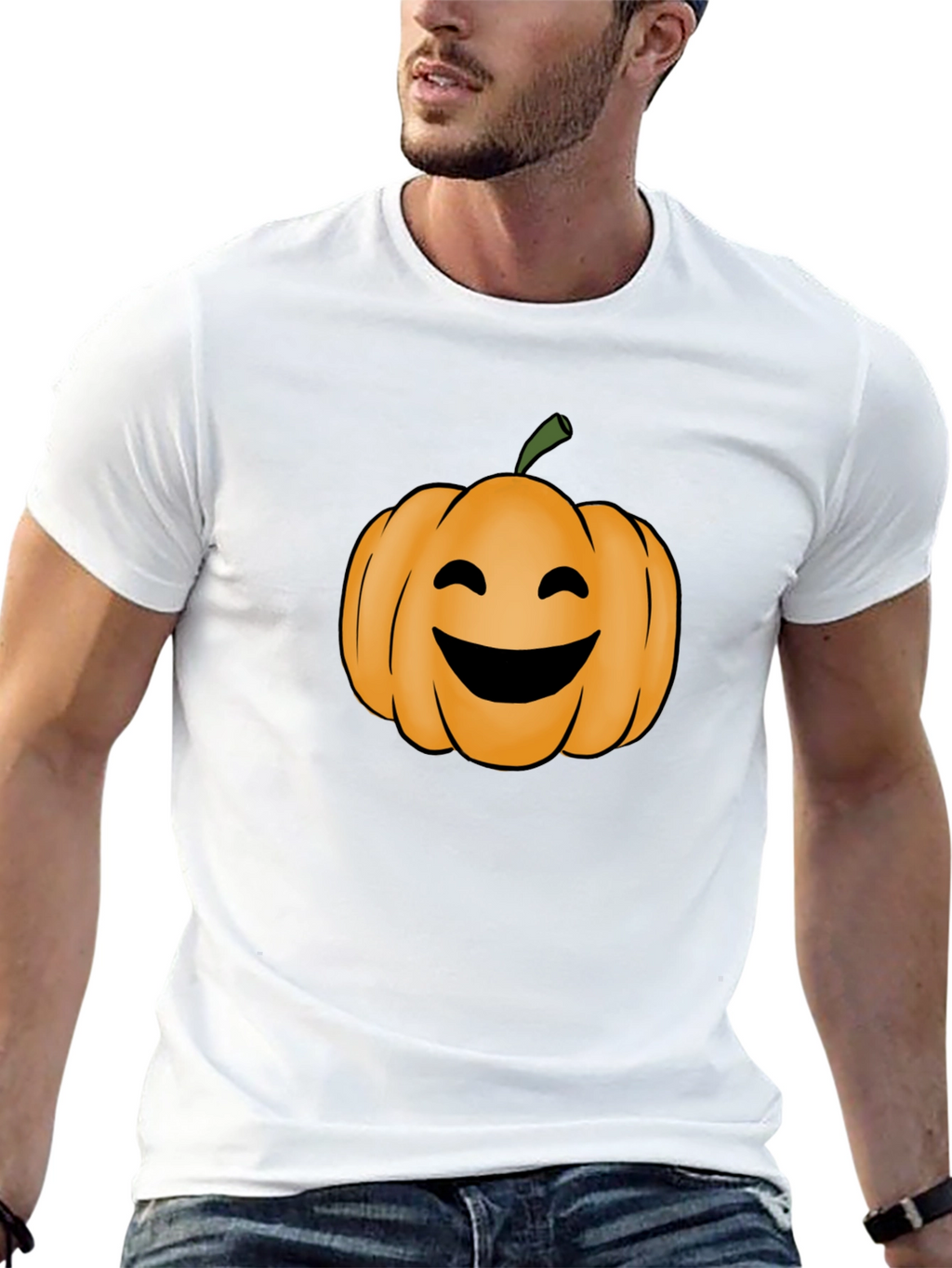 Smiling Pumpkin Halloween Black T-Shirt