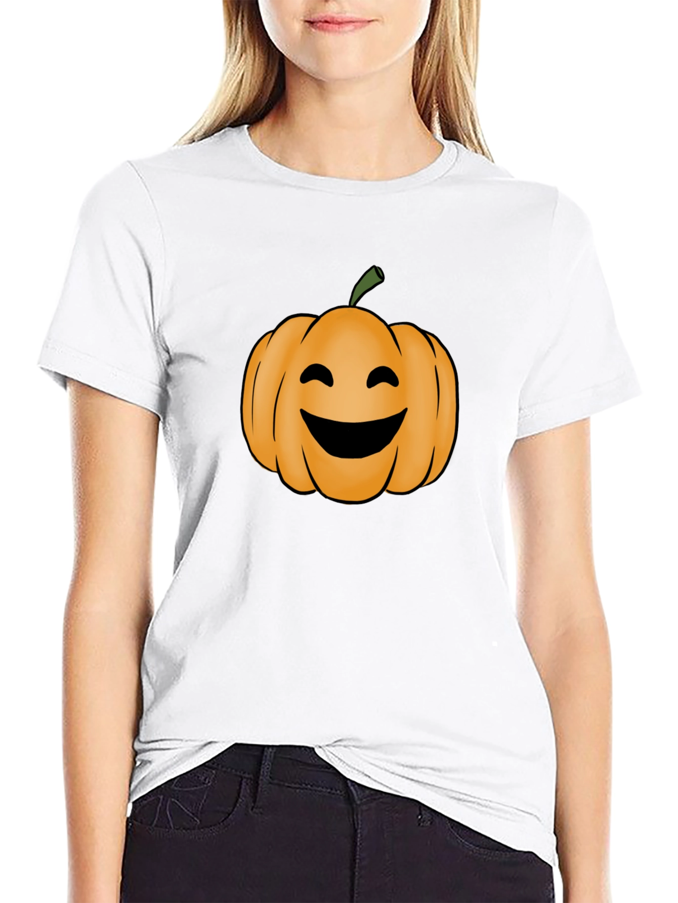 Smiling Pumpkin Halloween Black T-Shirt