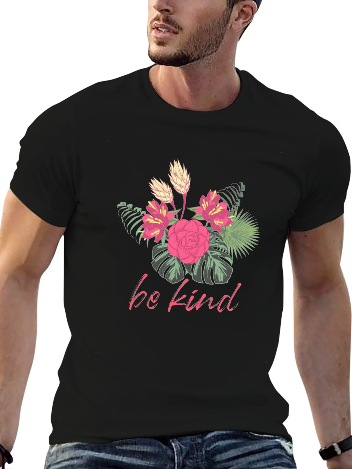 Floral Be Kind Graphic Tee - Black