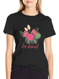 Floral Be Kind Graphic Tee - Black