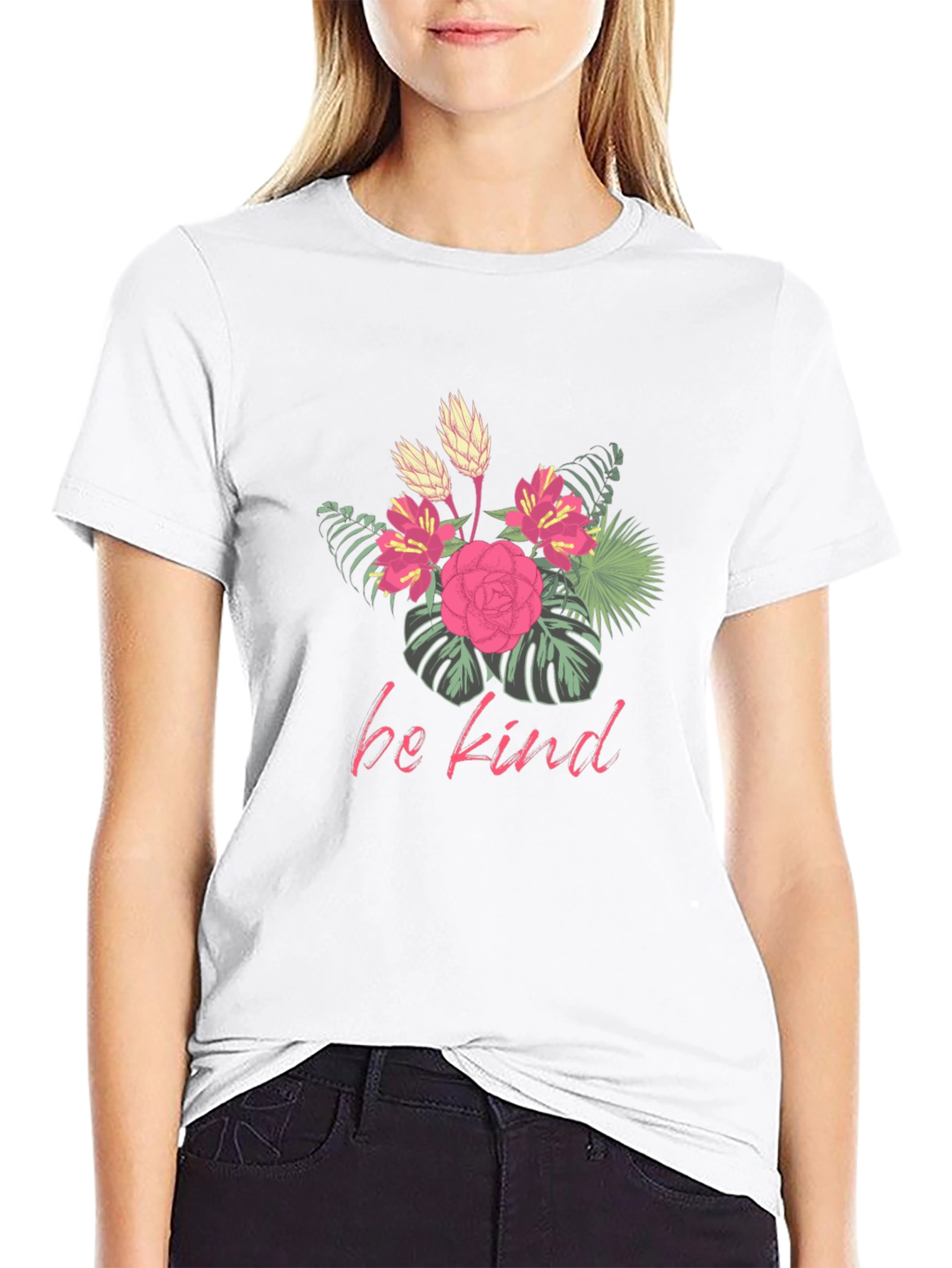 Floral Be Kind Graphic Tee - Black
