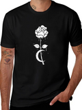 Rose & Crescent Graphic Tee - Black Cotton Blend