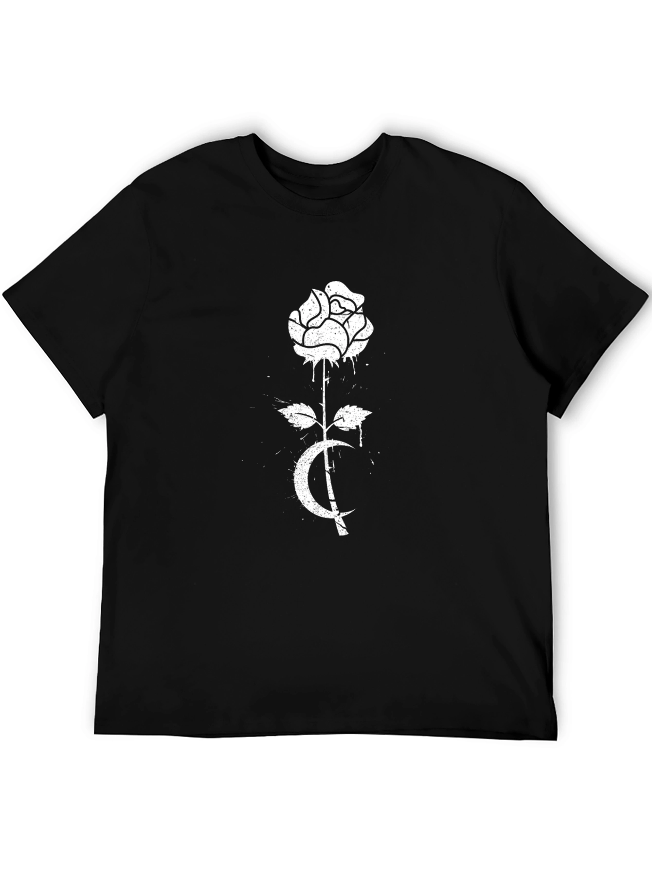 Rose & Crescent Graphic Tee - Black Cotton Blend