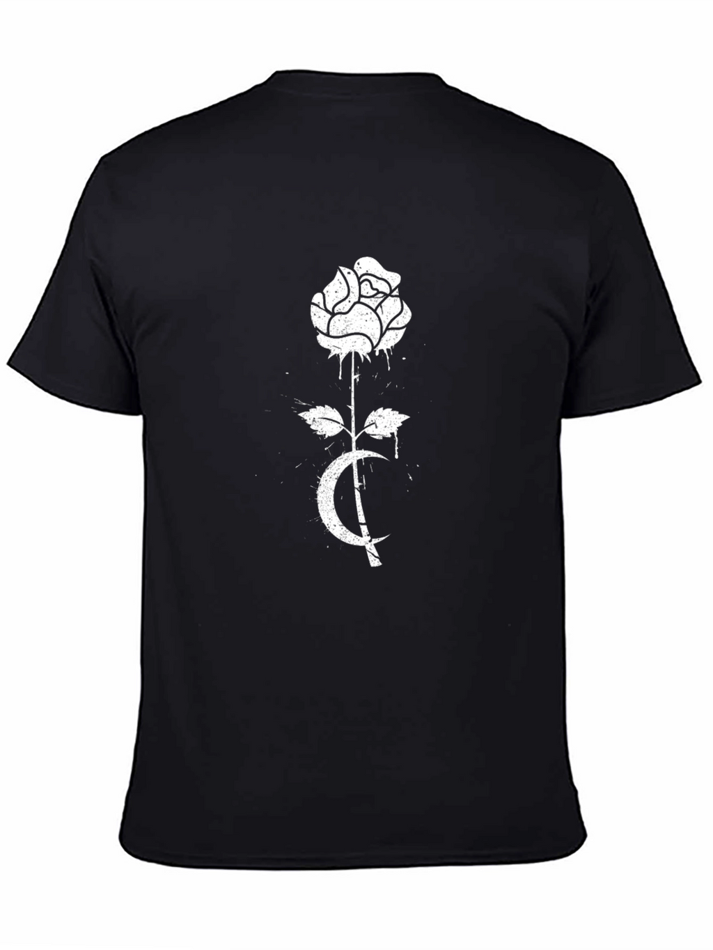 Rose & Crescent Graphic Tee - Black Cotton Blend